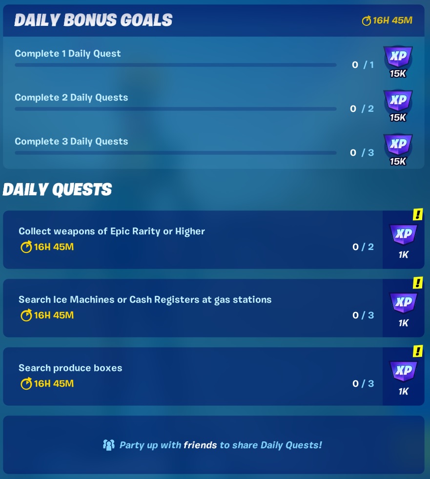 Fortnite Daily Quests