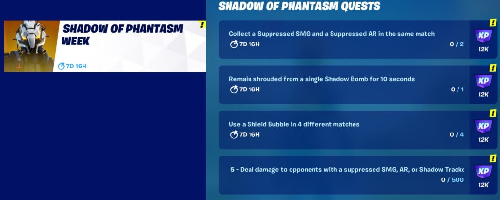 Shadow of Phantasm Week Quests