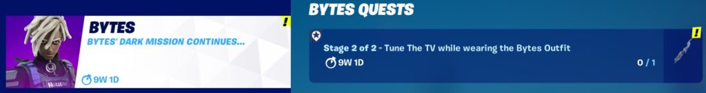 Bytes Quests Part 5 - Stage 2 of 2 - Tune the TV while wearing the Bytes Outfit Bytes Quests Part 5 - Stage 2 of 2 - Tune the TV while wearing the Bytes Outfit