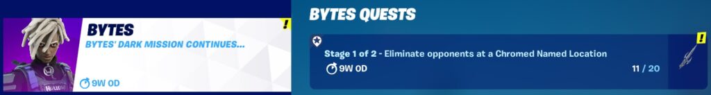 Bytes Quests Part 7 - Stage 1 of 2 - Eliminate opponents at a Chromed named Location