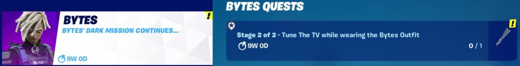 Bytes Quests Part 8 - Stage 2 of 2 - Tune the TV while wearing the Bytes Outfit Bytes Quests Part 8 - Stage 2 of 2 - Tune the TV while wearing the Bytes Outfit