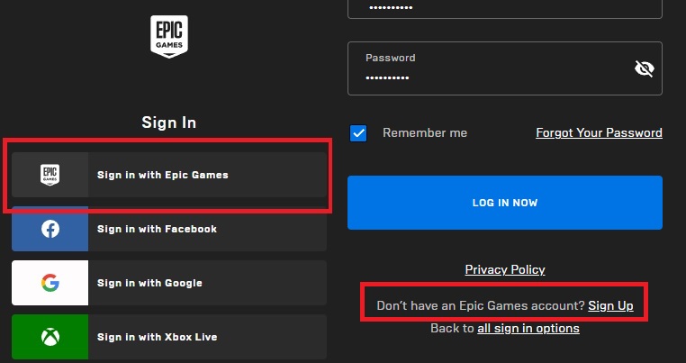 Epic Games Account for Fortnite - Sign Up