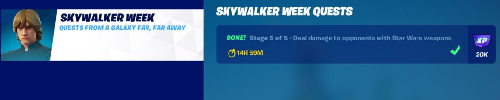 Fortnite Skywalker Week Quests Completed