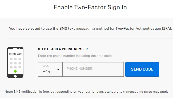 Epic Games Account for Fortnite - SMS Authentication Details