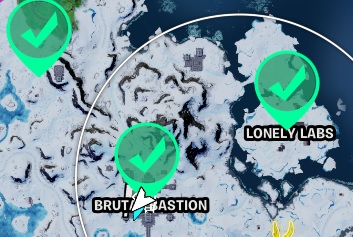 Fortnite - Hide in a Giant Snowball Locations - Frosty Firs, Brutal Bastion, and Lonely Labs