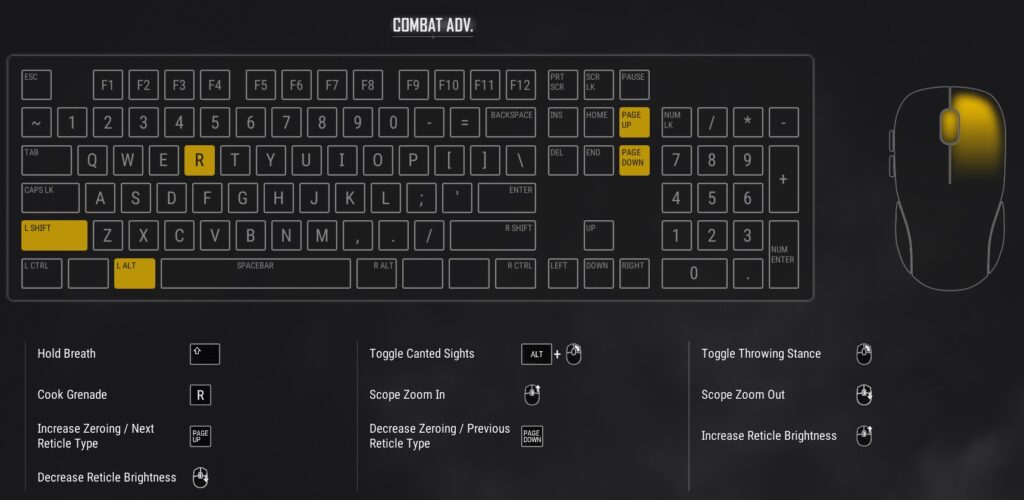 PUBG Keyboard Controls - Combat Advanced Keys