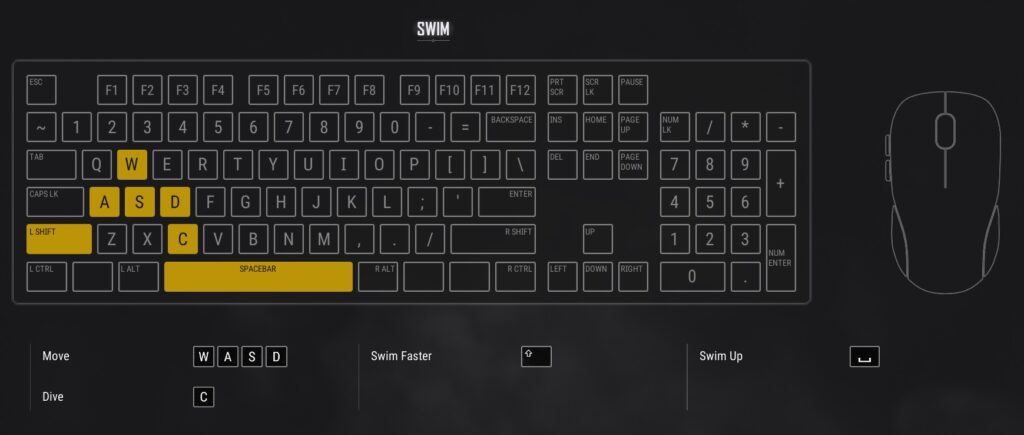 PUBG Keyboard Controls - Swim Keys