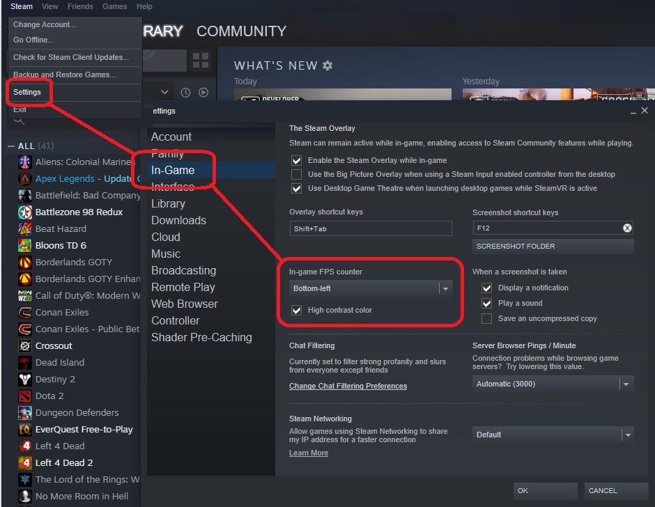 How to Enable Steam FPS Counter