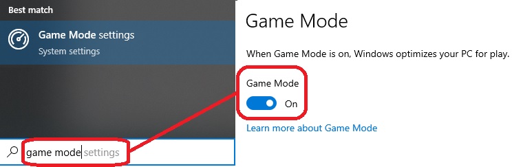 Windows 10/11 - Game Mode Setting